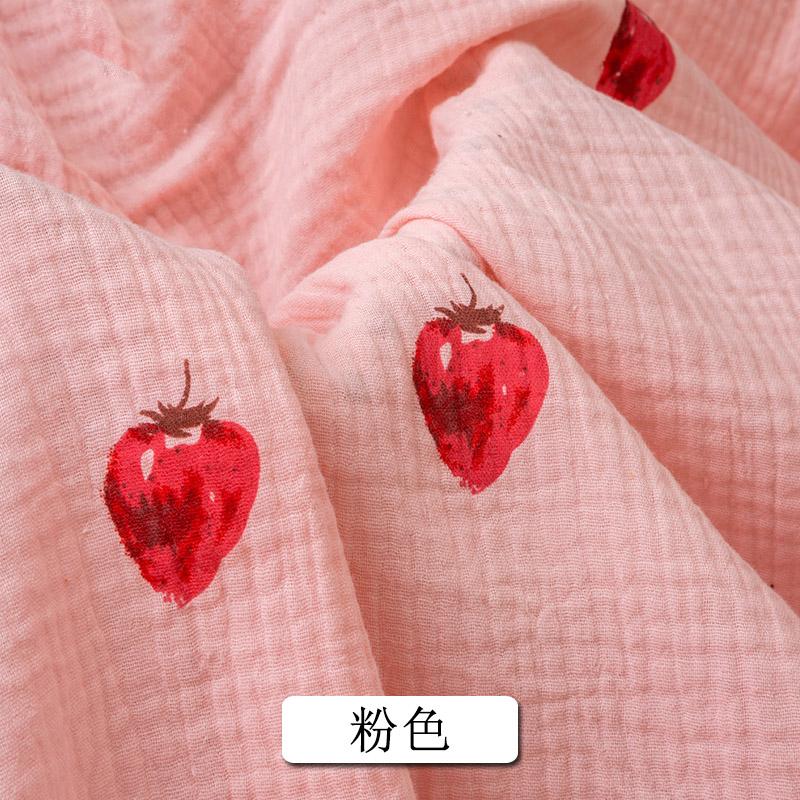 135x50cm High Quality Soft Thin Double Crepe Strawberry Print Cotton Fabric, Make Shirt, Dress, Underwear, Cloth 180g/m TJ9753