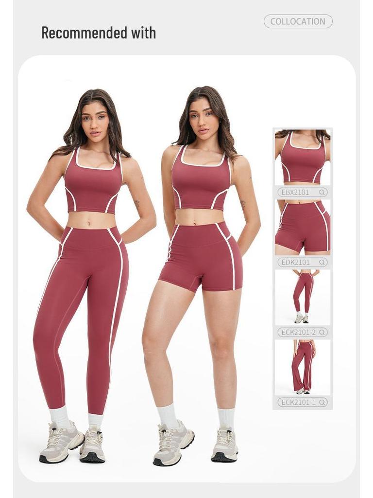 Eur-Am High Waist Butt Lifting Color Block Yoga Shorts