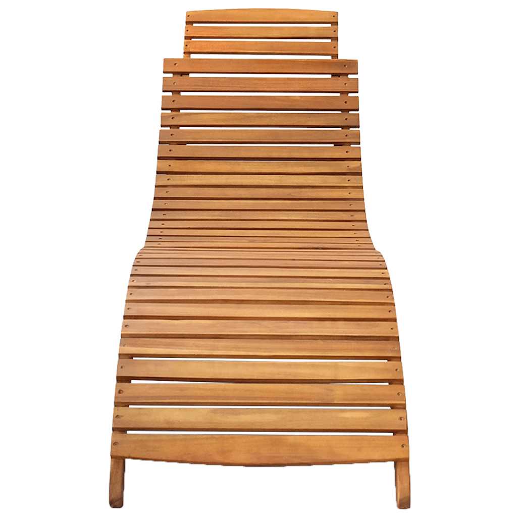 Folding Sun Lounger with Cushion Solid Acacia Wood