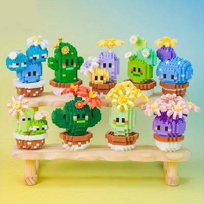 Cute Cactus Potted Plant, Building Blocks, Plant Micro Particle Assembly Model, Children'S Diy Toy, Christmas Gift