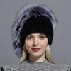Winter Hat Mink Women Knitted Fox Fur Pompom Warm Cap Floral Fashionable Fluffy Elegant Female Genuine Natural Fur Hats Caps