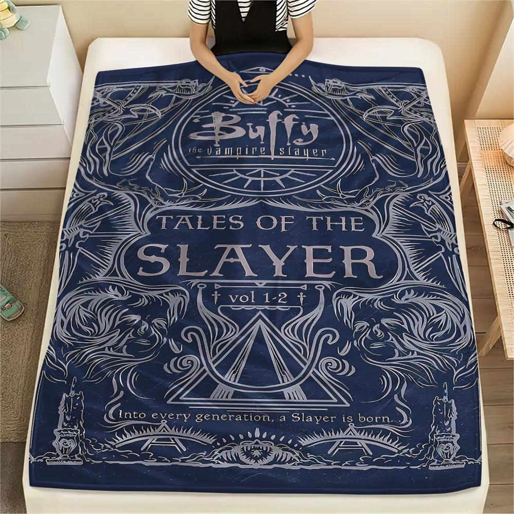 1 шт. Фланелевое одеяло с принтом «Баффи — истребительница вампиров», Высокое качество, Для всех сезонов, Домашний декор, Тепло и комфорт, Идеально для рождественских подарков 150cm x 200cm