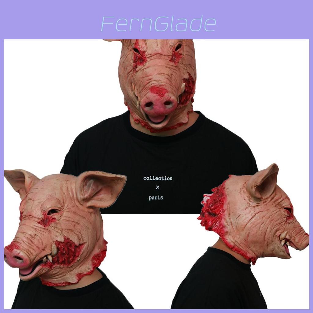 Disturbing Halloween Pig Head Mask For Masquerade Parties Animal Cosplay Latex Hood