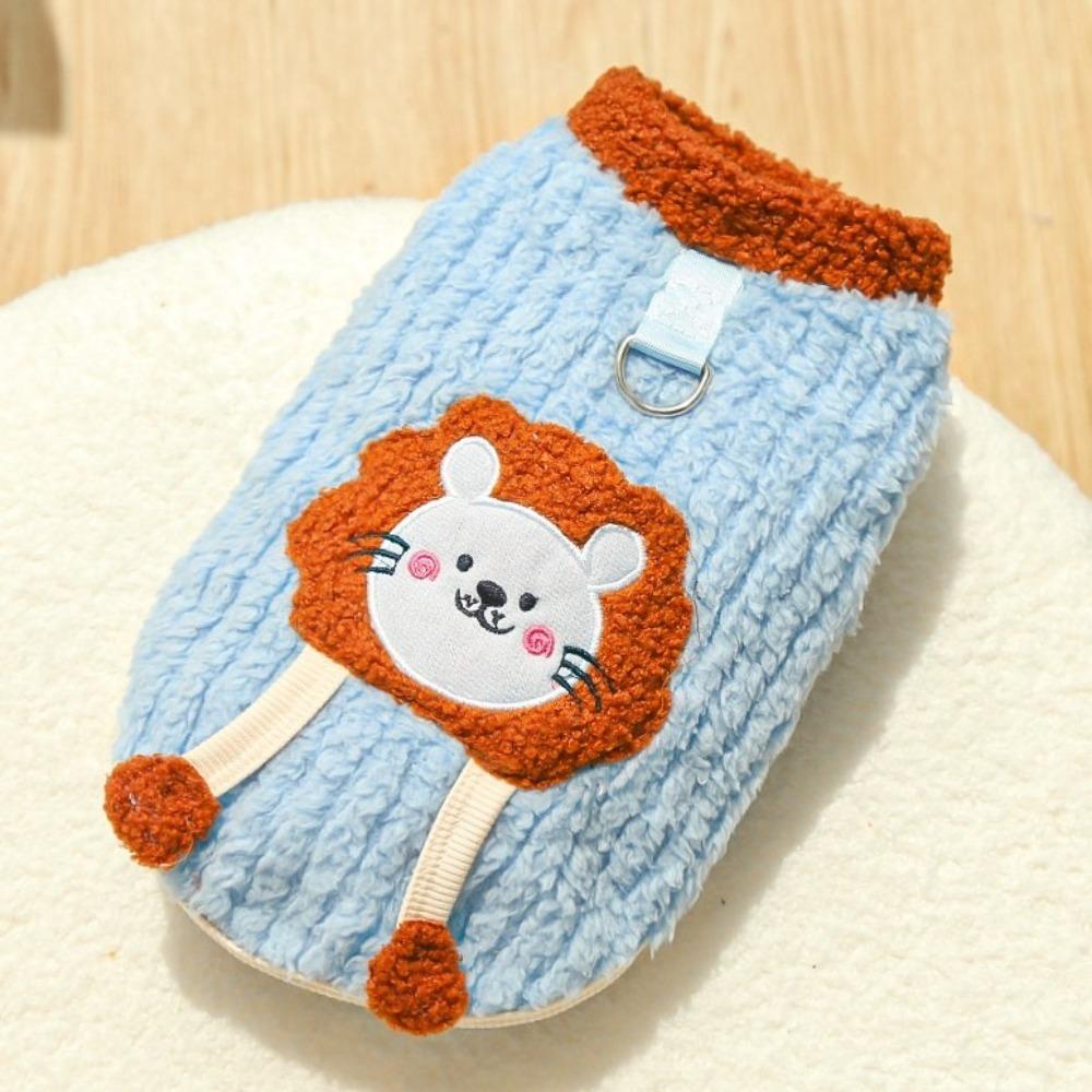 Thicken Dog Lion Pattern Costume Warm Dog Thermal Vest Cartoon Pet Sweater Autumn Winter