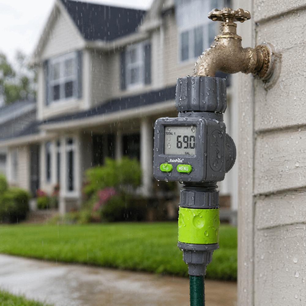 Automatic Flow Gauge Flip Display Water Meter Irrigation Flow Counter  RV Water Tank Filling