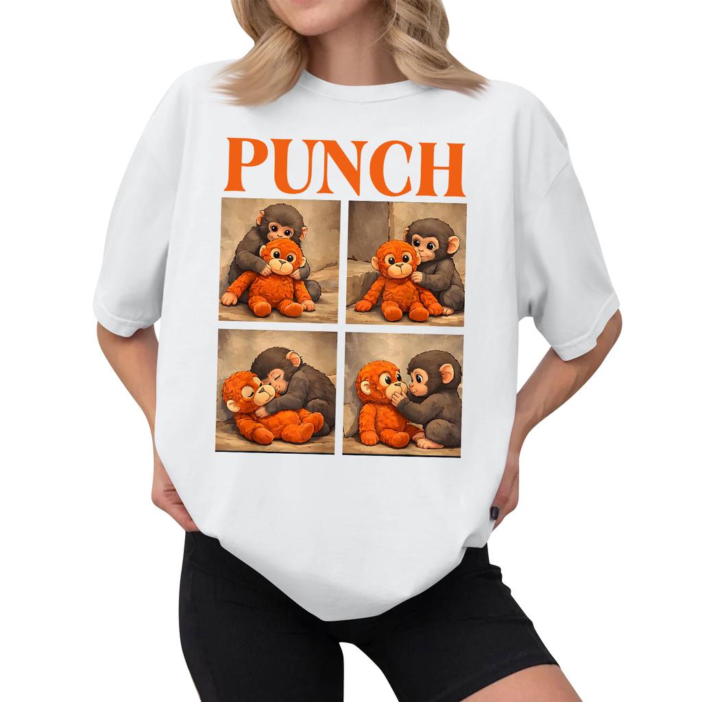 Women's Casual Printed T-Shirt Round Neck Pullover Short Sleeve Top