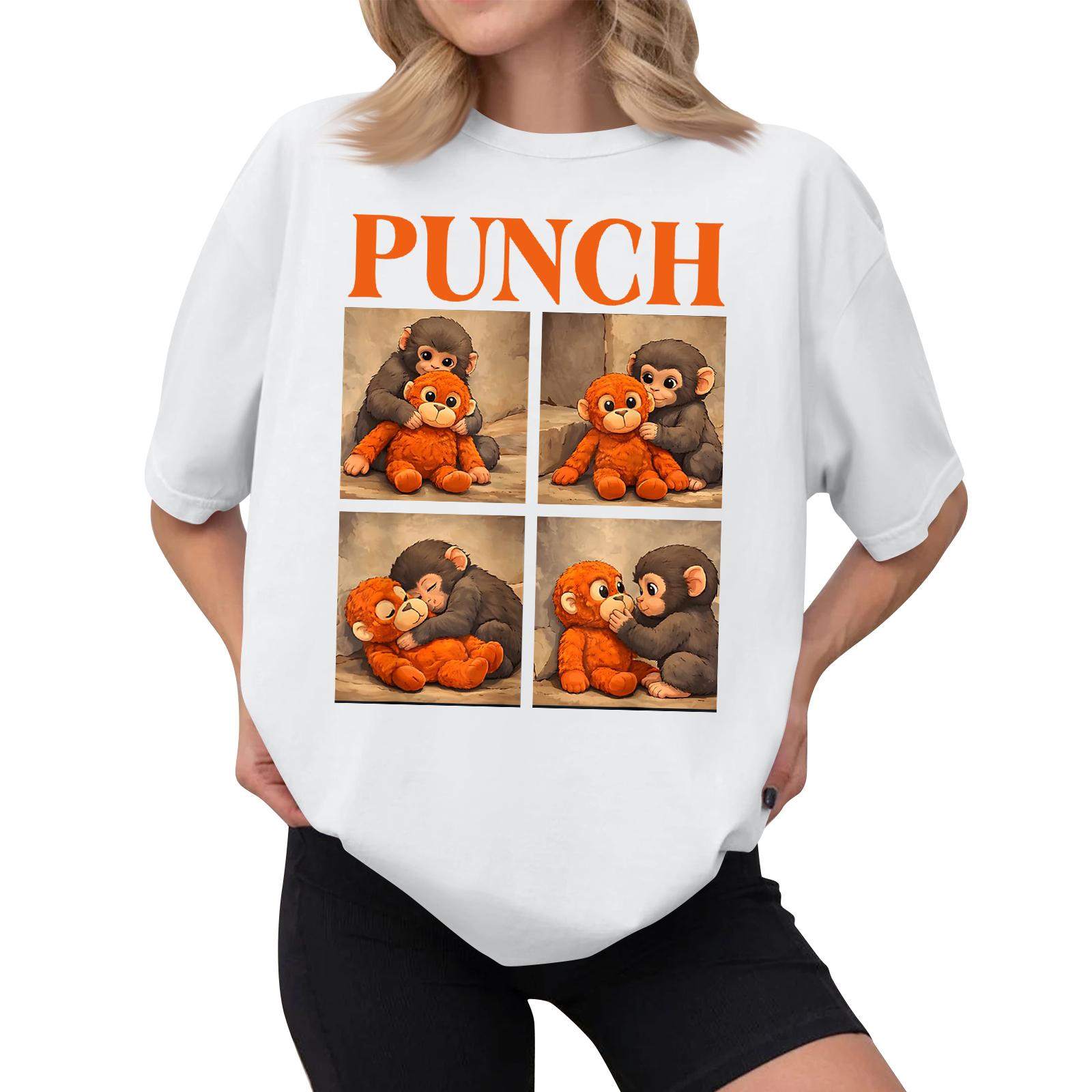 

Women s Casual Printed T-Shirt Round Neck Pullover Short Sleeve Top XL білий