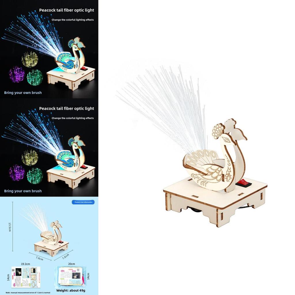 Science Experiment Fiber Optic Peacock Kit With Diy Electric Components For Childrens Educational Fun