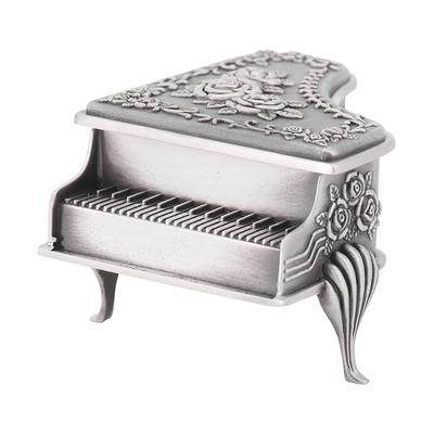 Piano Shaped Rose Flower Carved Zinc Alloy Jewelry Box Case Jewellery Storage