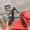 Fashion Summer Sandals Women Rhinestones Snake Twine Around Ankle Strap Wedding Shoes Fashion PVC Crystal High heels Gladiator Sandals