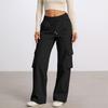 Women's Casual Fashion Solid Color Elastic Waist Drawstring Workwear Wide Leg Pants With Pockets