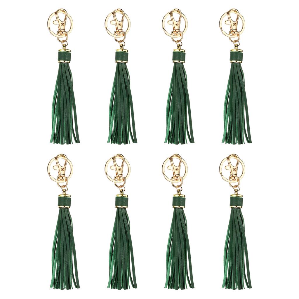 8pcs PU Leather Tassels PU Tassels with Key Rings Tassel Curtain Bag Tassel for Jewelry Making Phone Straps Handbag DIY Crafts