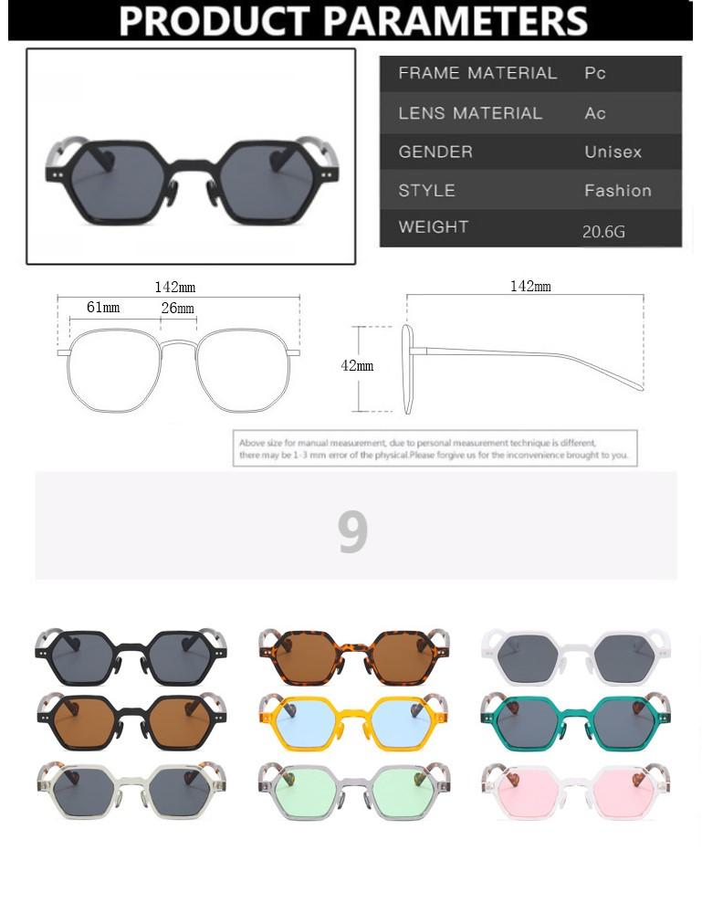 Designer Small Square Sunglasses Women Vintage Retro Punk Sun Glasses Luxury Polygon Eyewear Fashion Female