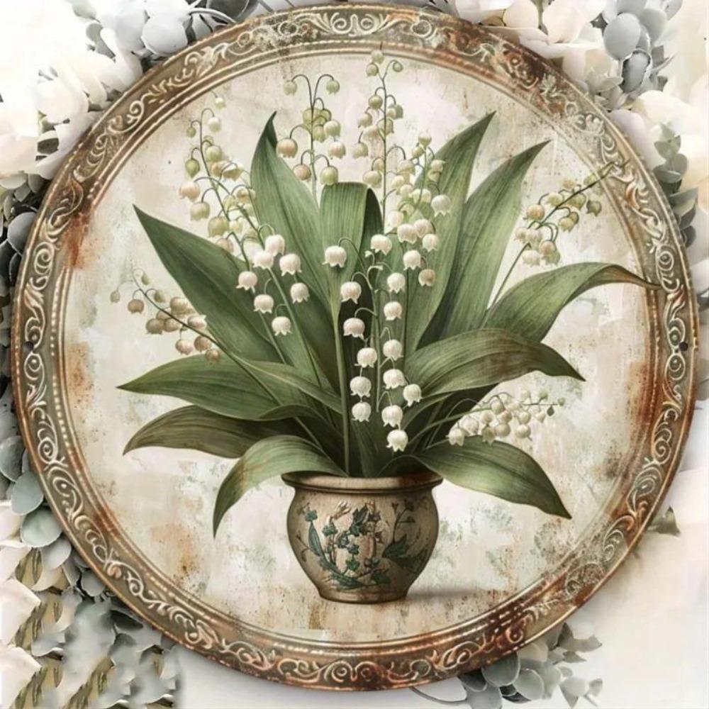 Maiglöckchen Metallblechschild Vintage Heim-Café Rustikale Wanddekoration