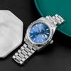 BUREI Men's Watch Waterproof Quartz Analog Simple Popular Business Fashion Silver Blue Luminous Watch Birthday Gift