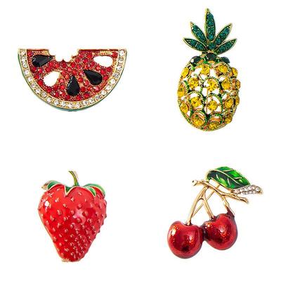 Rhinestone Watermelon Brooch Pin - Creative Fruit Design Corsage Accessories