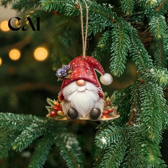 Nordic Style Christmas Tree Hanging Decor 12/24/36Pcs Gnome Ornaments, 2D Wooden Decorations for Xmas Tree, Funny Vintage Gnomes Home Kids Family