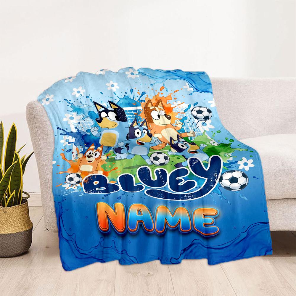 Cartoon Soccer Stars Trophy Customize Text Blanket Gift Personalized Blanket Warmthful Decor Great for Seaside Home Decor Livingroom Sofa
