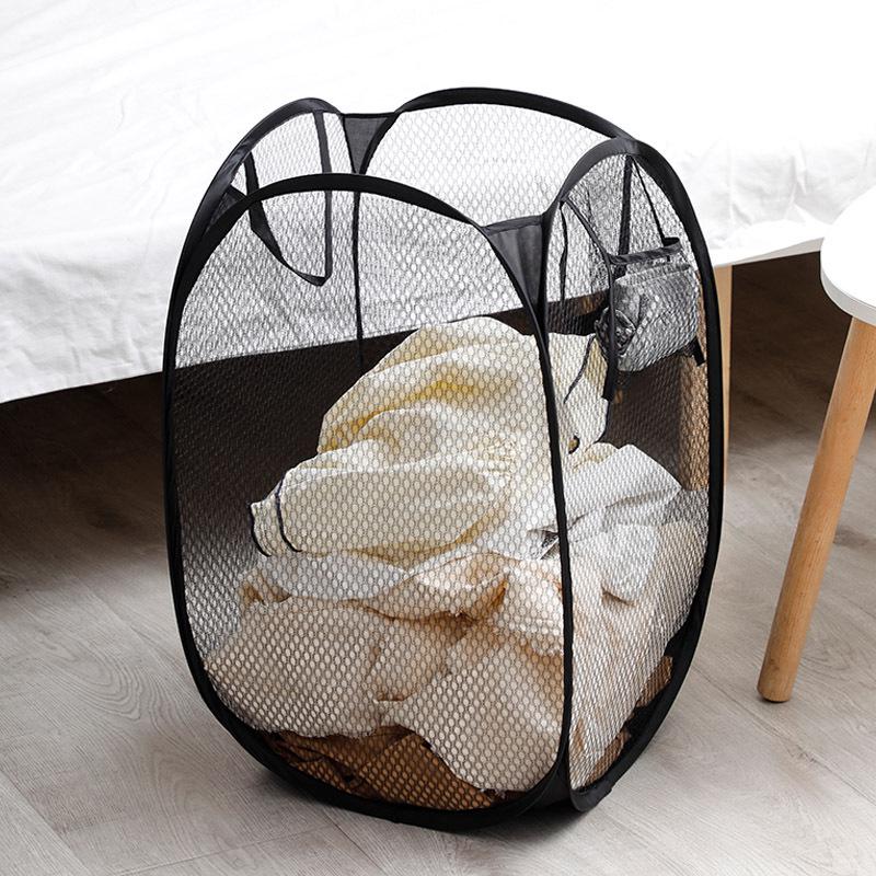 Foldable Mesh Laundry Hamper - Breathable Storage Basket for Children's Dirty Clothes