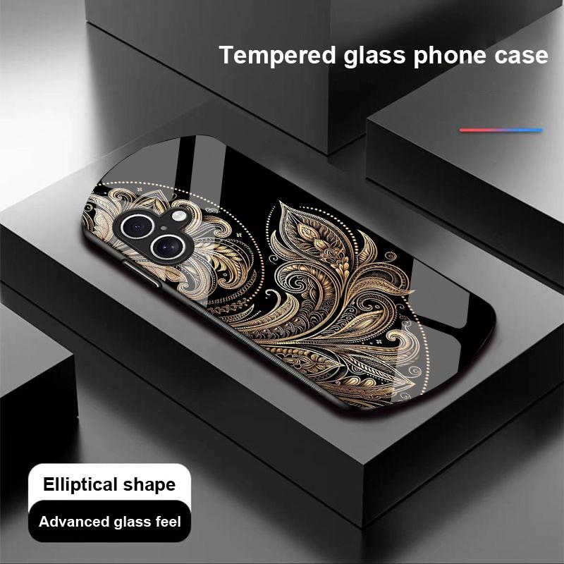 Geometryczny Wzór Dla Apple IPhone 16 11 13 15 14 Pro Max 12 Mini 7 8 Plus XR XS Etui na Telefon z Hartowanego Szkła o Eliptycznym Kształcie