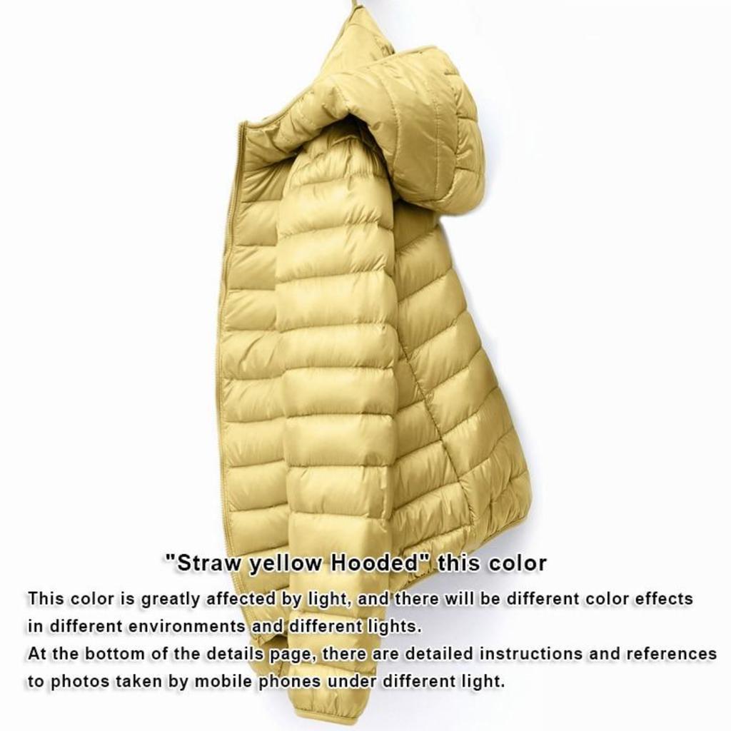 Leichte Daunenjacke für Damen, mit Kapuze, kurz, stilvoll, figurbetont, dünn und leicht, Übergröße, ultraleichte Jacke.