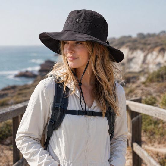 Summer Fisherman Hat, Breathable Mesh Big Brim Quick-Drying Sun Hat, Sweat-resistant Bucket Hat for Hiking Camping Fishing Outdoor Use