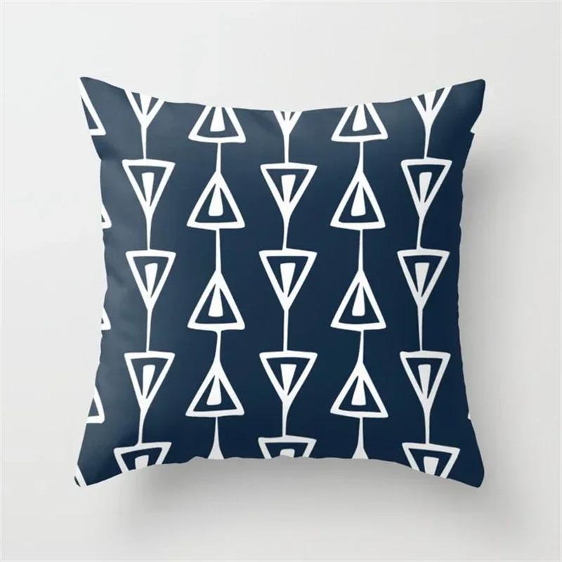 New Deep Blue Nordic Geometry Double-Sided Printed Pillow Cover Short Plush Suitable Living Rooms Bedrooms Throw Cushion Cover