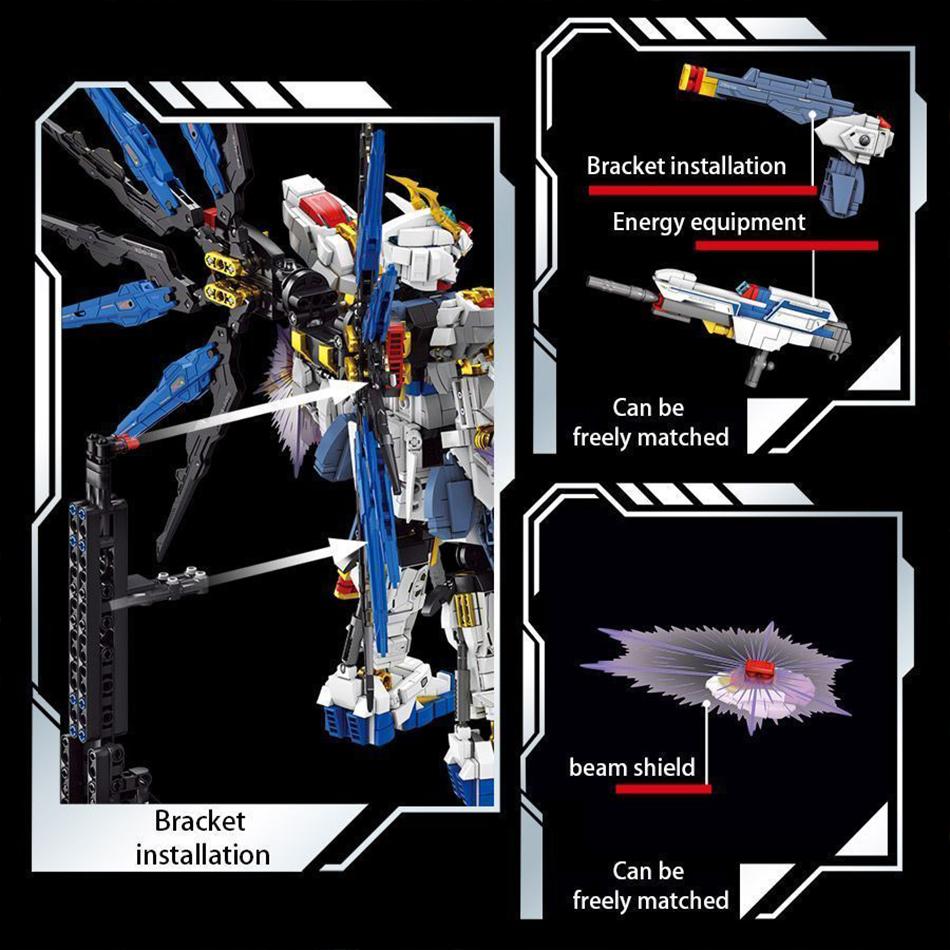 MOC Technical Freedom Destiny Mecha Model Building Blocks Anime Mechanical Armor Robot Figures Bricks Toys for Kids Adults Gifts
