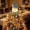 Glowing Christmas Tree Accessory Lighted Topper Snowman Star Hat with LED Light Gift for Family Winter Holiday Decor Home And Indoor Top Decoration