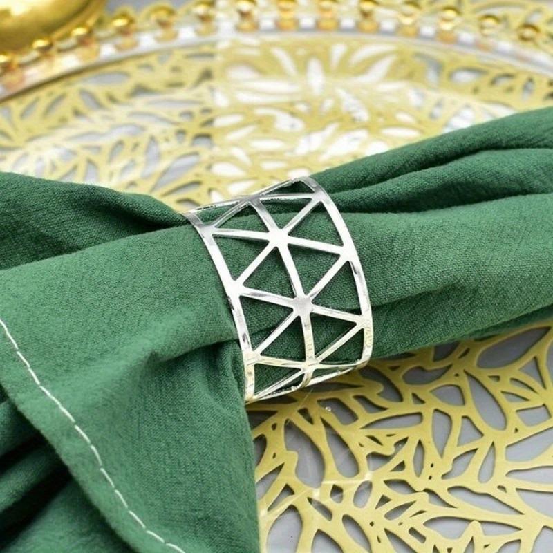 24Pcs Triangle Hollow Napkin Rings Electroplating Dining Table Decoration Party Tableware Napkin Rings