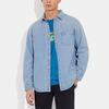 Coach Solid Color Single-Breasted Collar Straight Long Sleeve Shirt Men Shirts Blue CF792-P9J