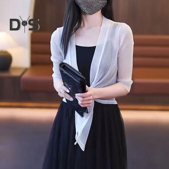 Women Sunscreen Shirt Long Sleeve Solid Color Loose Fit Sunscreen Cardigan with Lace-up Breathable Thin Coat