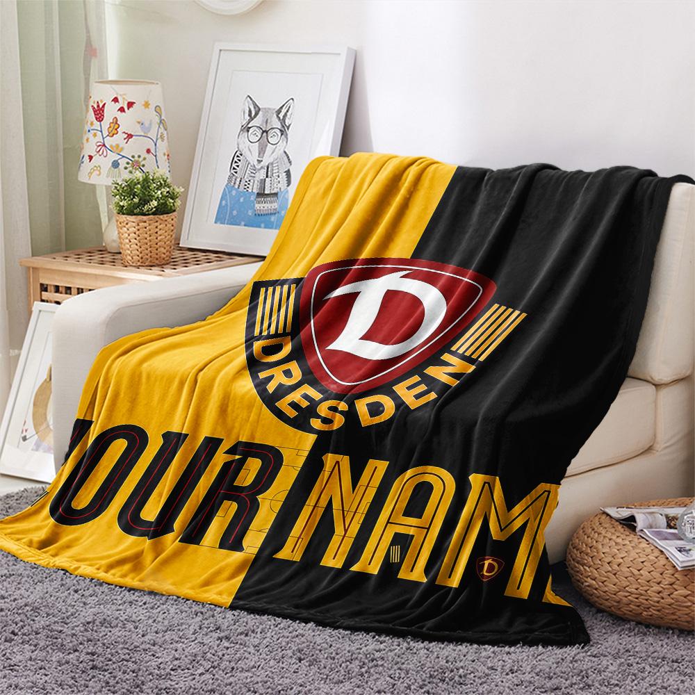 1 Stück Dynamo Dresden Benutzerdefinierter Name Gemustert Flanell Decke Geeignet Für Alle Jahreszeiten Für Heimdekoration Wärme Und Komfort Geschenke Feiertagsgeschenk