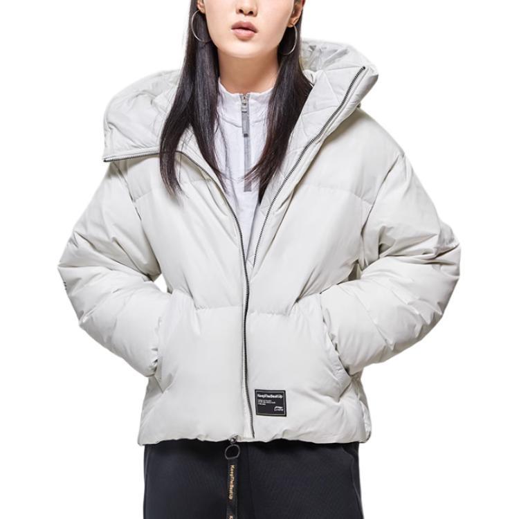 Li-Ning Li Ning Down Jackets Women's Frost White Hooded Moderate Other AYMP082-4