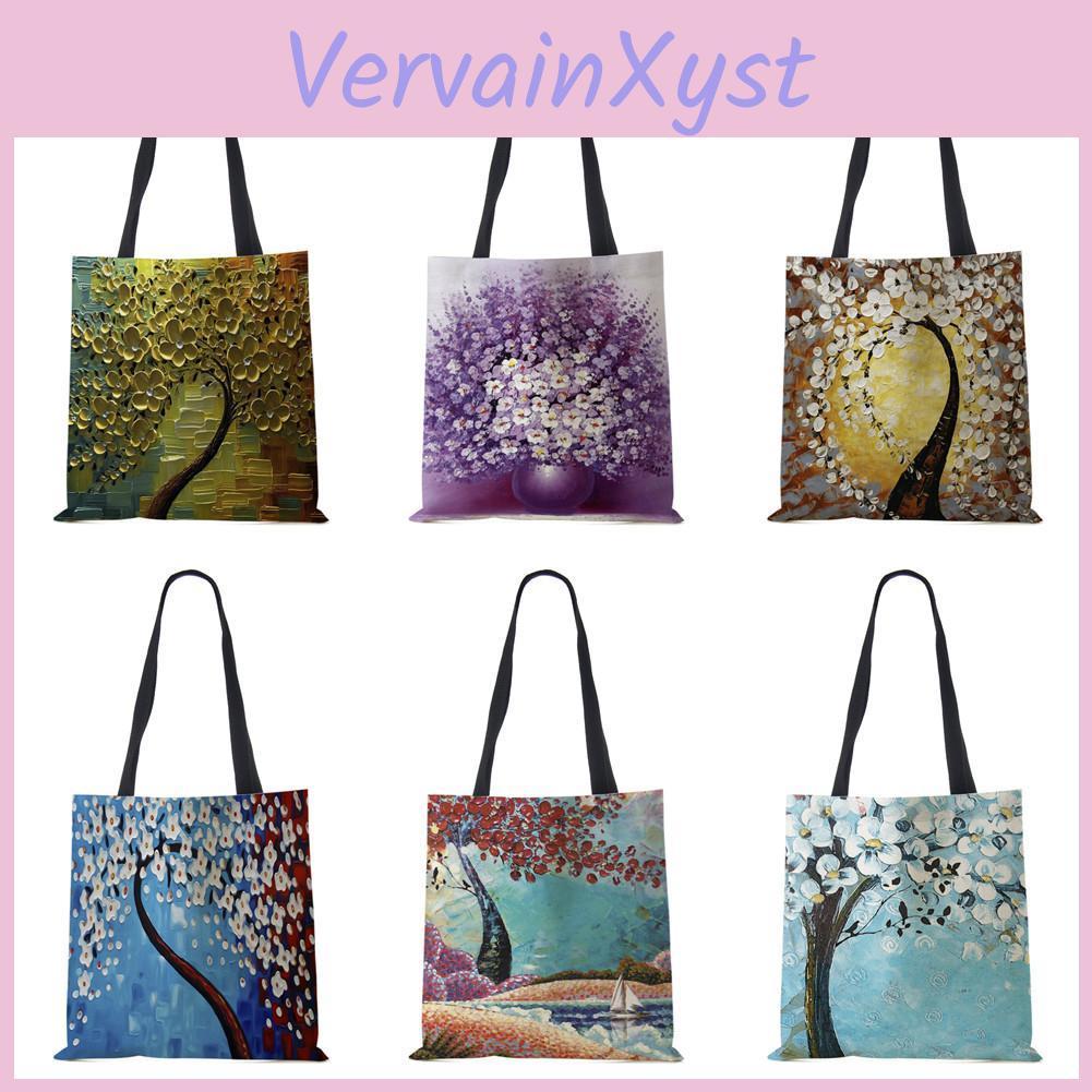 Tote Women Canvas Print Bag The Scenery Reusable Shopper Shoulder Bag 2022 Eco Harajuku Casual Large Capacity Travel Handbag