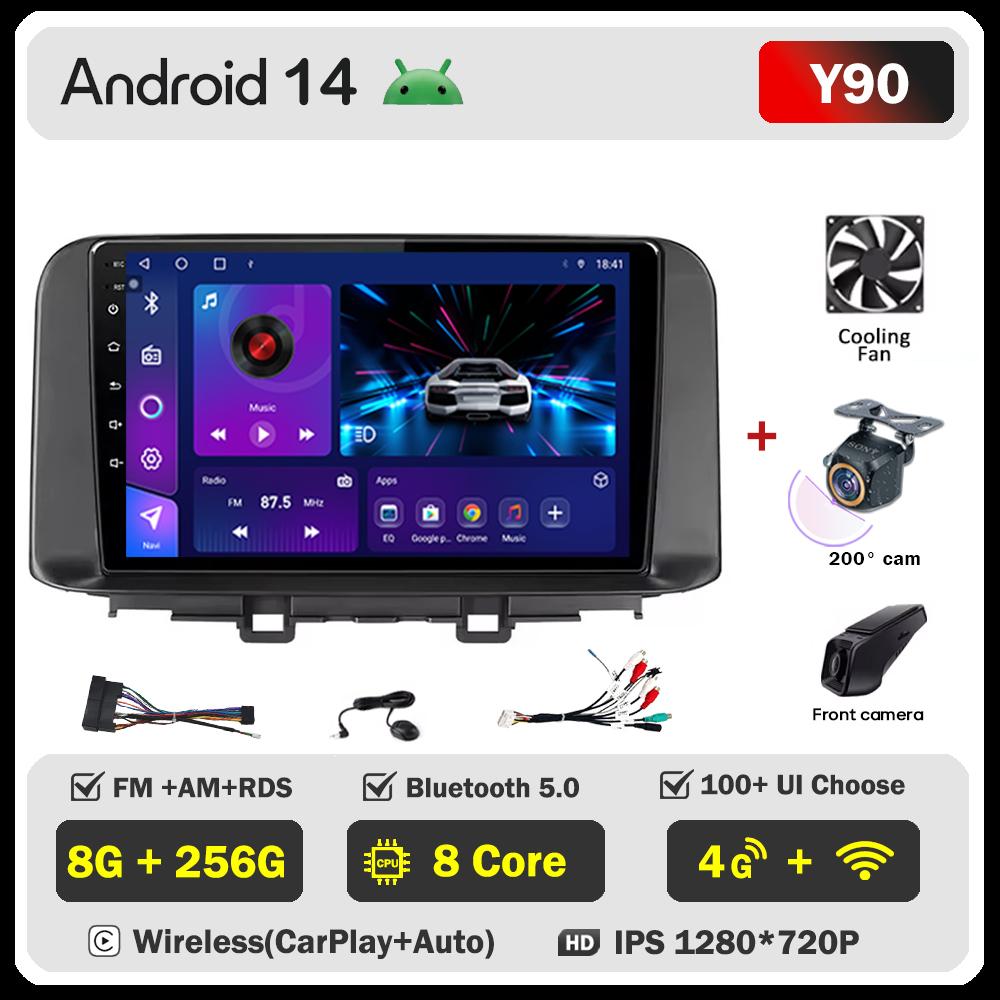 For Hyundai Encino Kona 2017 2018 2019 Android 14 Car Stereo GPS 8 Core Touch Screen CarPlay Android Auto No DVD Touch Screen