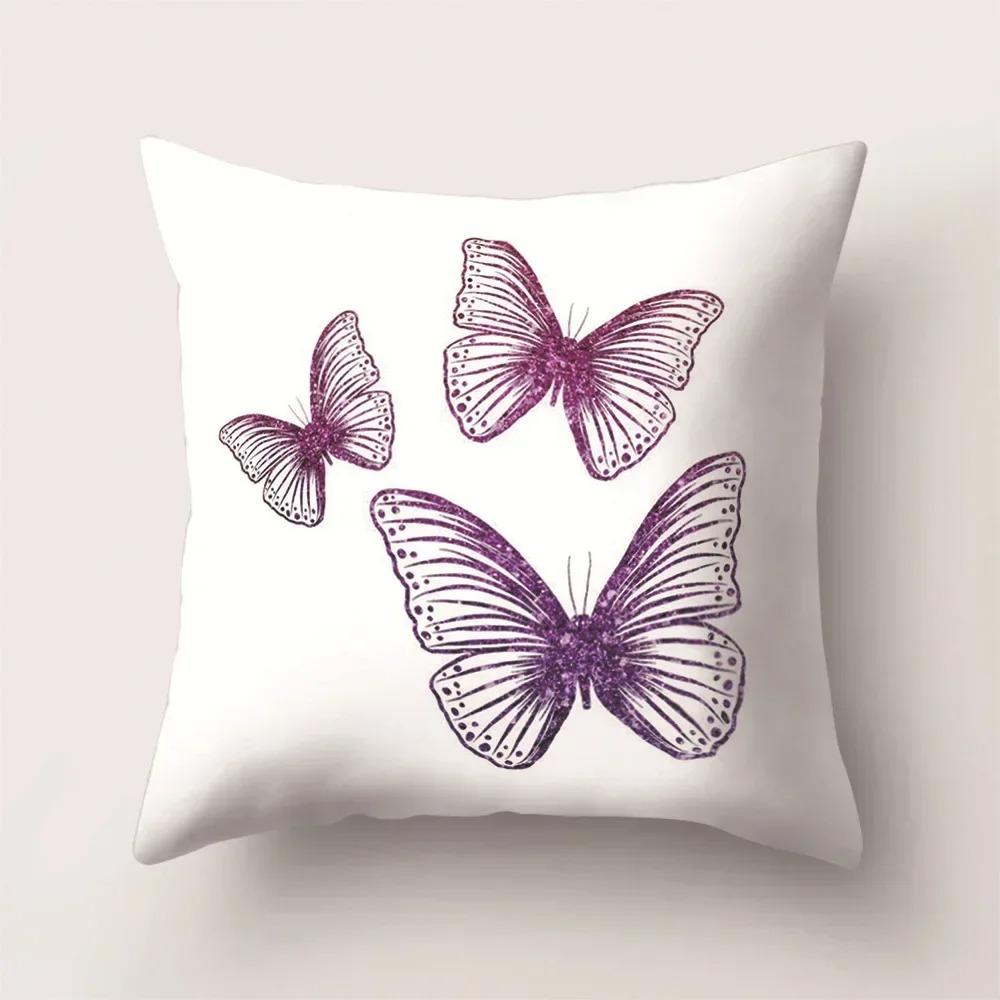 Home Decor Colorful Watercolor Butterflies Pillow Cover Pattern Cushion Cover Suitable For Sofa Bedroom Car Pillow Cover