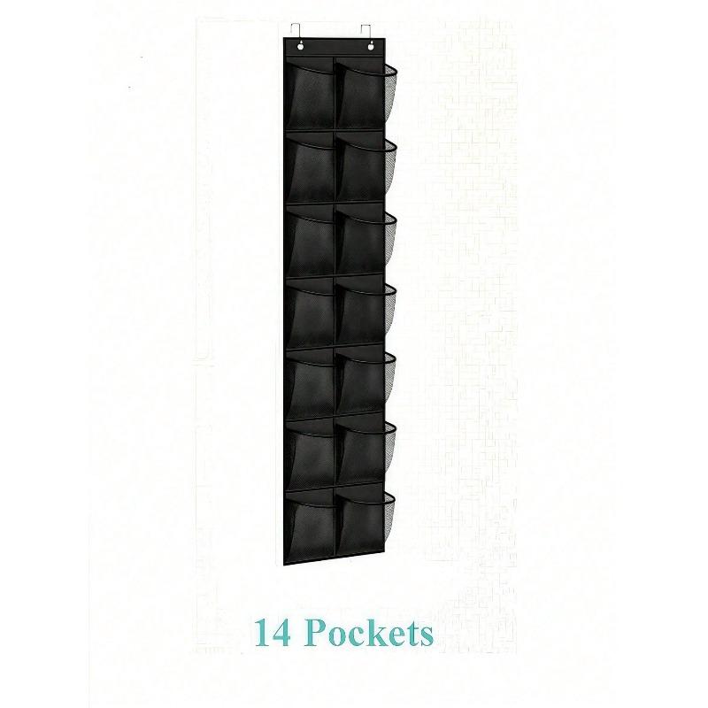 Door Hanging Shoe Organizer 6-35 Pockets Large Capacity Shoe Rack Space Saving Closet Storage Mesh Back Gift Idea 14 Grids чёрный 746₽