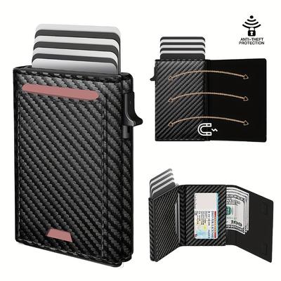 Men's Business Wallet Multi-card Slot Magnetic Enclosure RFID Blocking Travel Wallet Card Holder Card Pack