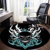 1PCSkull Flames Office Round Area Rug,  Mat Suitable For Office, Under Office Chairs Bedroom Living Room Home Decor, Room Deco