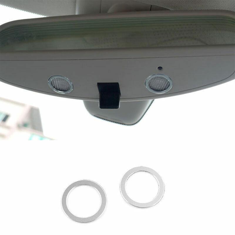 Silver Aluminum Interior Rearview Mirror Ring Cover Trim For Benz C-Class 15-21