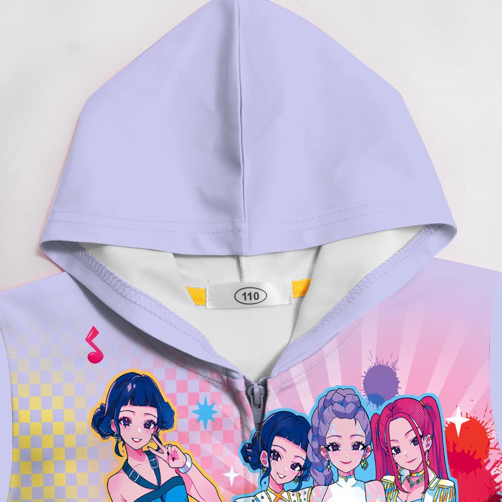 Girls Hoodie 3D Cartoon Jacket Sweatshirt Music Zip Hooded Long Sleeve Tops