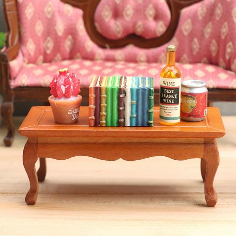 Exquisite Mini Wood Dessert Table Dolls House Furniture Miniature Furniture Decoration Model Exquisite Craftsmanship