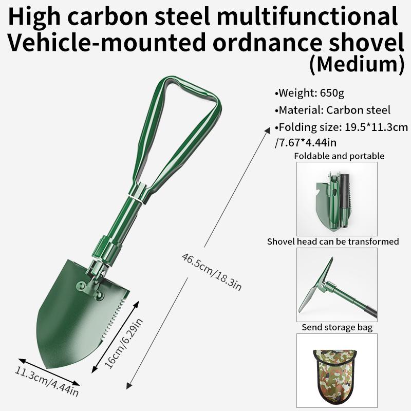 Multifunctional Garden Shovel, 3-in-1 Folding Military Shovel for Camping, Fishing, Survival