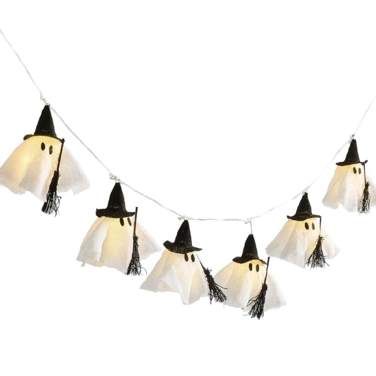 Photo Scene Halloween String Lights with Fabric Figures and Warm Light, Flexible Home Display Lighting for Party Styling, Shop Use, and Indoor