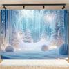 Enchanting Winter Wonderland Forest Mural Tapestry Blue Snow Scene Wall Art Decor Xmas Christmas Home Decoration