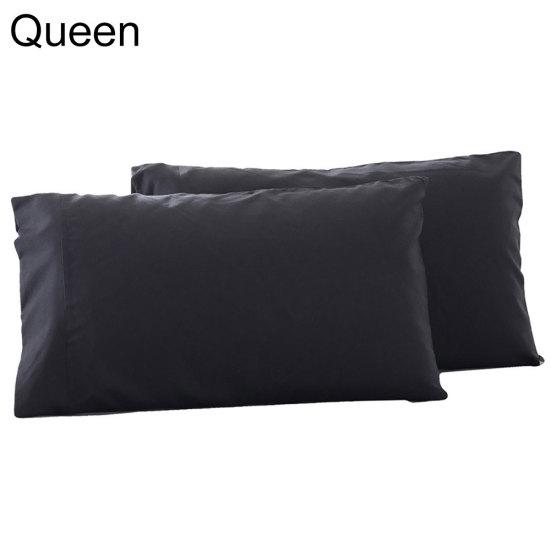 2Pcs Solid Color King Queen Pillow Case Home Bedroom Bed Cushion Cover