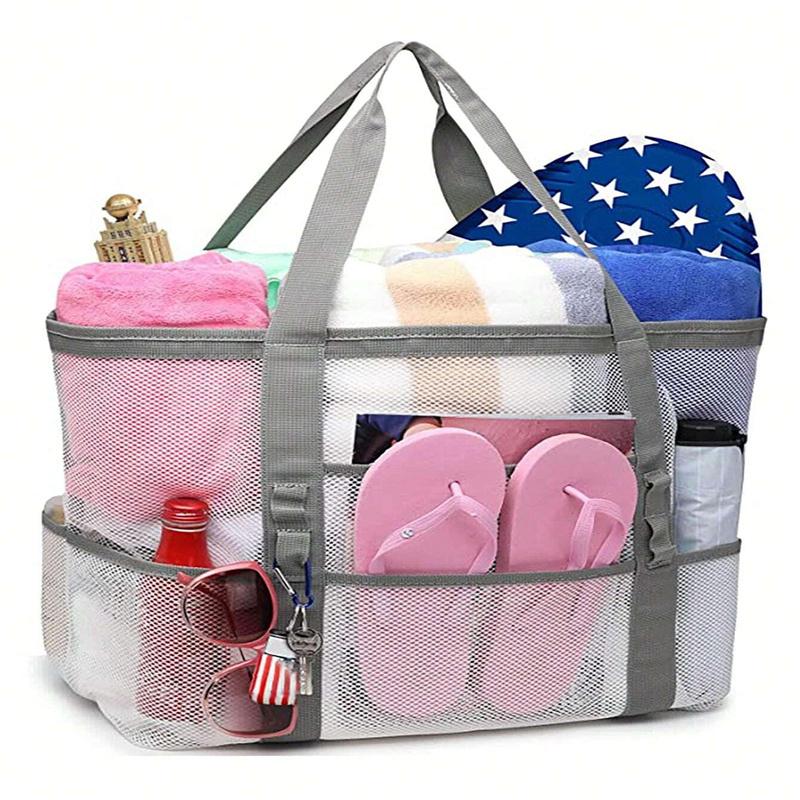 Beach Bags Amazon Mesh Beach Bags 8 Pocket Bathroom Bags Toy Multi-compartment Storage Bag Large Capacity Mesh Hollow Out Bags
