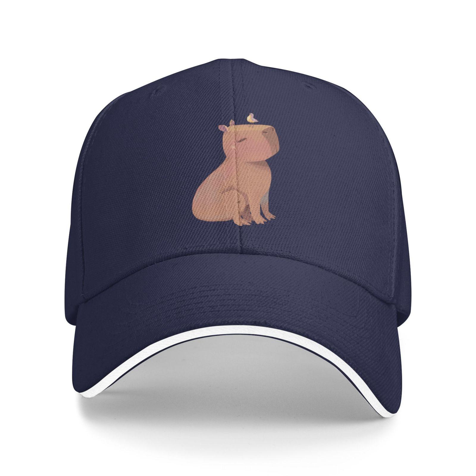 Capybara Trucker Hat Adult Sport Hat Sun Caps Golf Hats Adjustable Polyester Baseball Caps Summer Outdoor Sandwich