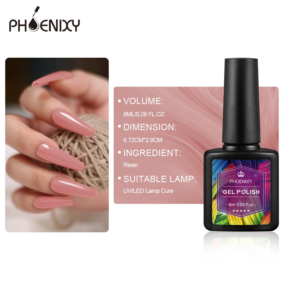 PHOENIXY 4/12/18 Farben Gel-Nagellack-Set Gel-Lack-Kit zum Einweichen der Maniküre Semi-permanente Hybridlacke Basis und Top Nail Art